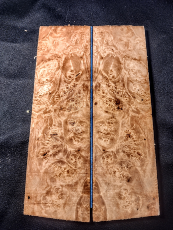 Maple Burl Knife Scales – Bookmatched – 6.75″x 2″- Set #002