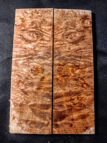 Maple Burl Knife Scales – Bookmatched – 6″x 2″- Set #004