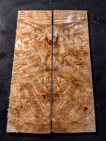 Maple Burl Knife Scales – Bookmatched – 6″x 2″- Set #011
