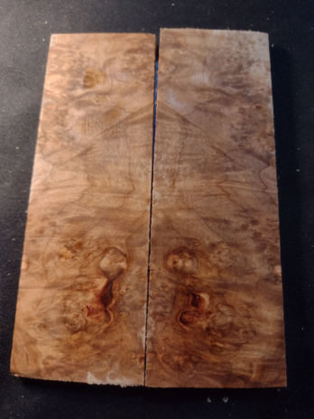 Maple Burl Knife Scales – Bookmatched – 6″x 2″- Set #017