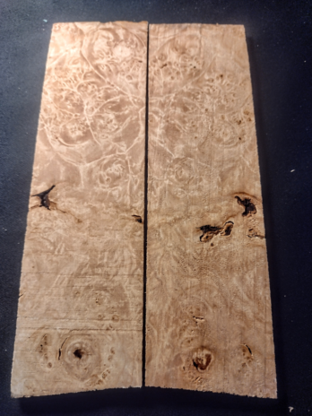 Maple Burl Knife Scales – Bookmatched – 7″x 2″- Set #024