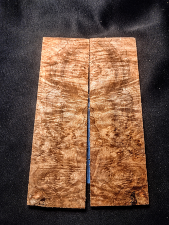 Maple Burl Knife Scales – Bookmatched – 6″x 2″- Set #026
