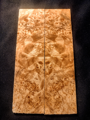 Maple Burl Knife Scales – Bookmatched – 6″x 2″- Set #027