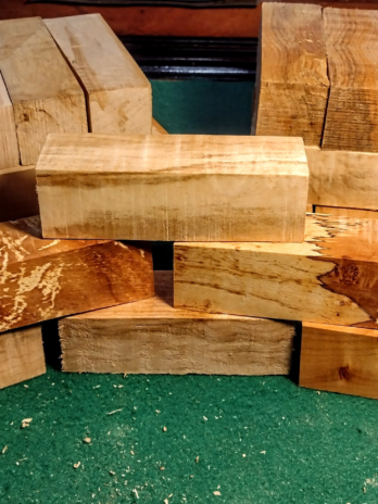 Duck Call Blanks — Maple — 1.5×1.5×5 — Plain, Curly, or Quilted Options