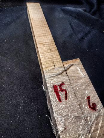 Pool Cue Blank Set — Curly Maple — Matched Pieces 15″x1.5 and 6″x1.5″ cs-03